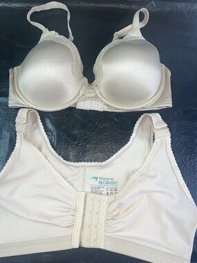 Marena Recovery Post Surgical Bra Beige 3840 Front Closure Compression +36D Bra
